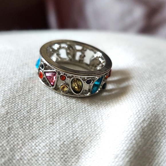 Colorful Gemstone Silver Ring - Picture 2 of 5